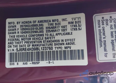 2011 Honda Cr-V Lx z USA, uszkodzony, nr VIN 5J6RE4H39BL123760